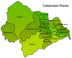 Ward map of Calderdale