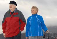 Older man and woman out walking