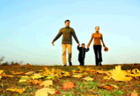 A family out walking
