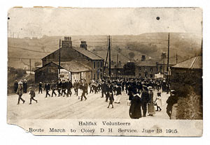 Halifax Volunteers Route March to Coley DH Service, June 13 1915
