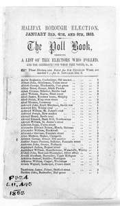 Halifax Borough Election January 3rd, 4th, and 5th 1853 The Poll Book