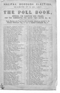 Halifax Borough Election, March 27 & 28, 1857 The Poll Book