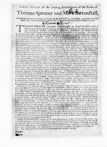 Brief Account of the leading Transactions of the Lives of Thomas Spencer and Mark Sattonstall