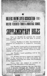 Halifax Unemployed Association (TUC) Under the auspices of the Halifax Federated Trades and Industrial Council - Supplementary Rules