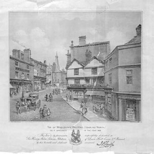Top of Woolshops, Halifax, (Looking North), as it appeared in the year 1889