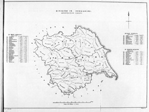 Census of Yorkshire 1851, map of registration districts of Yorkshire