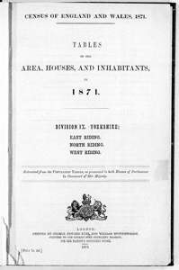 Census of Yorkshire 1871, map of registration counties