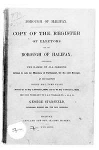 Copy of the Register of Electors for the Borough of Halifax (Document ID: 100605)