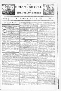 Union Journal or Halifax Advertiser, numbers 9-12, April 3-24, 1759