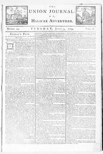 Union Journal or Halifax Advertiser, numbers 22-26, July 3-31, 1759