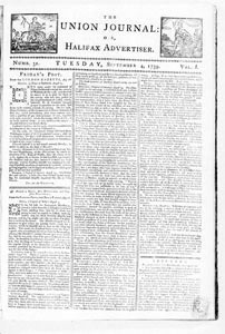 Union Journal or Halifax Advertiser, numbers 31-34, September 4-25, 1759