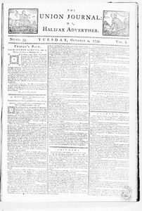Union Journal or Halifax Advertiser, numbers 35-39, October 2-30, 1759
