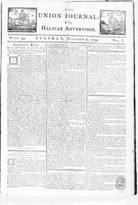 Union Journal or Halifax Advertiser, numbers 40-43, November 6-27, 1759