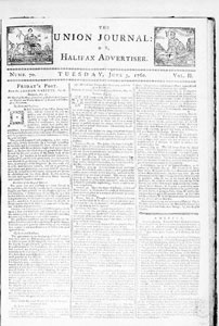 Union Journal or Halifax Advertiser, numbers 70-73, June 3-24, 1760