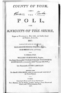 County of York The Poll for Knights of the Shire, 1807 (Document ID: 100898)