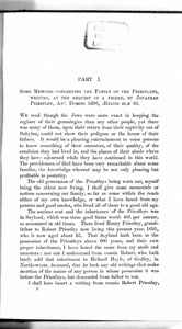 Some Memoirs concerning the Family of the Priestleys, Written, at the Request of a Friend