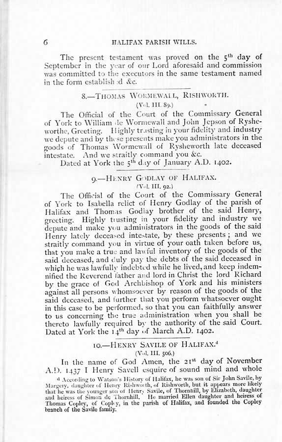 Halifax Wills 1389 to 1544.