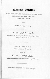 Halifax Wills 1389 to 1544