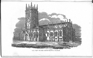 Engraving of Halifax Minster, Halifax, West Yorkshire