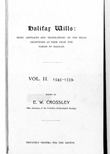 Halifax Wills 1545 to 1559