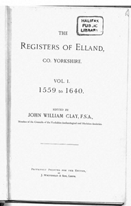 Registers of Elland, Co Yorkshire Vol I 1559 to 1640