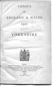 Census of England & Wales 1921 Also Preliminary Report Yorkshire