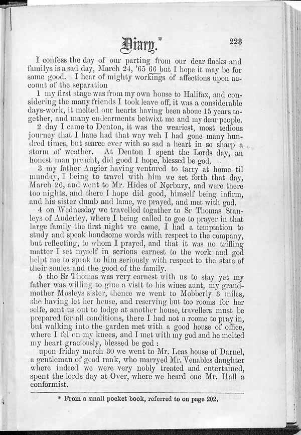 Oliver Heywood's Diaries, etc 1630-1702 Vol 1. (Document ID: 101073)