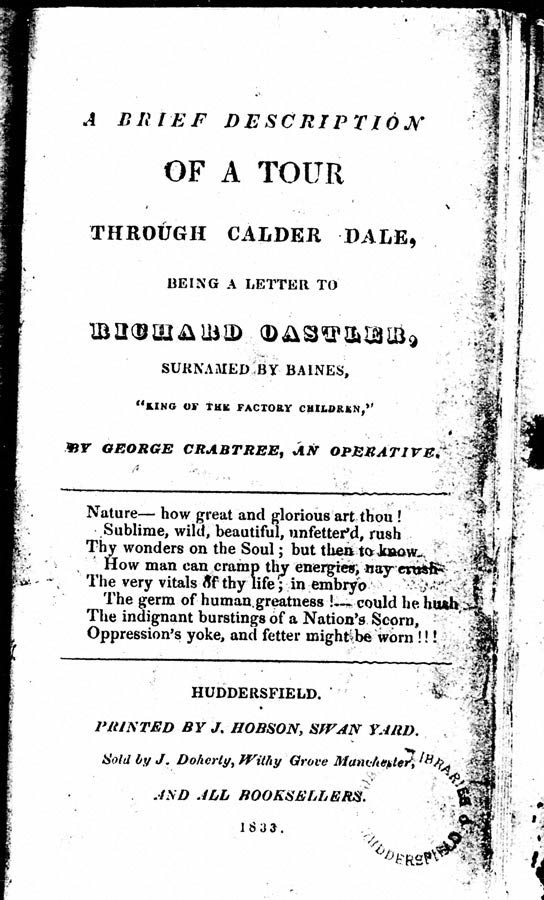 Brief Description of a Tour Through Calder Dale.