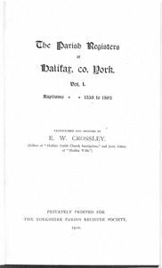 Parish Registers of Halifax - Volume 1 Baptisms 1538 to 1593 (Document ID: 101132)