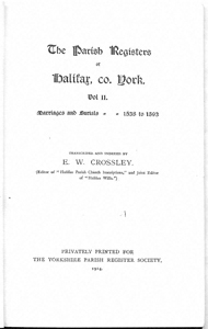 Parish Registers of Halifax - Vol 2 Marriages & Burials 1583 to 1593 (Document ID: 101150)