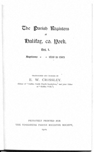 Parish Registers of Halifax - Vol 1 Baptisms 1538 to 1593 (Document ID: 101159)