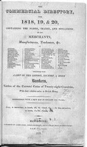 Commercial Directory for 1818: Title page