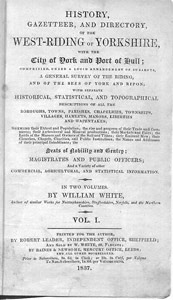 History Gazetteer and Directory of the West Riding of Yorkshire 1837, Vol 1: Title page