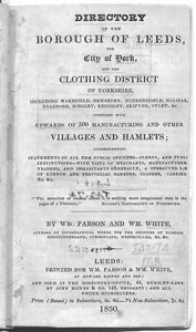 Directory of Leeds, York and the Clothing District of Yorkshire: title page, preface, appendix and index of places