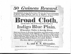 Reward for the theft of 23 yards of Broad Cloth