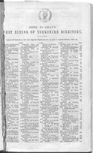 Kelly's Directory of the West Riding of Yorkshire Book 1 1893: Index