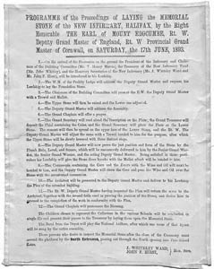 Programme of the Proceedings of Laying the Memorial Stone of the New Infirmary, Halifax