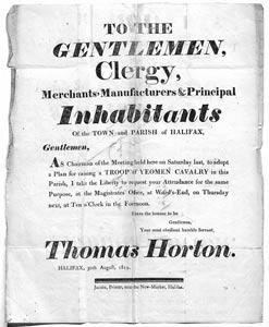 To the Gentlemen Clergy, Merchants, Manufacturers & Principal Inhabitants of the Town and Parish of Halifax