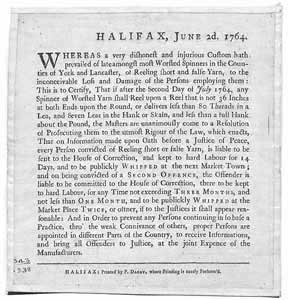 Halifax, June 2d 1764 Reeling of short and false yarn