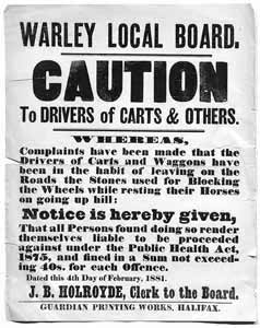 Warley Local Board Caution to Drivers of Carts & Others