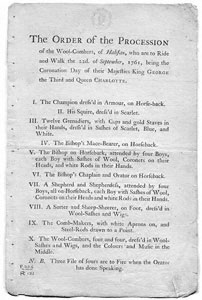 Order of the Procession of the Wool-Combers, on Coronation Day