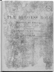 Copy of the Burgess Roll of the Borough of Halifax