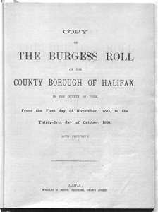 Copy of the Burgess Roll of the Borough of Halifax, in the County of York (Document ID: 101864)