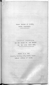 Medical Officer of Health - Annual Report on the Health of the Borough (Document ID: 101867)