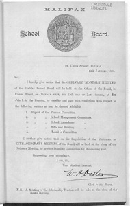 Halifax School Board Reports 1891