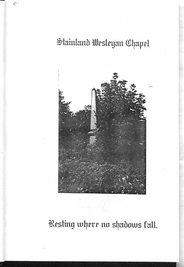 Resting Where No Shadows Fall, Stainland Chapel.