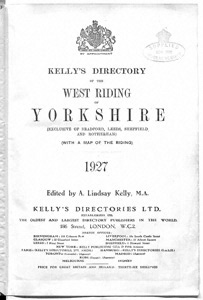 Kelly's Directory of the West Riding of Yorkshire, 1927: Title page