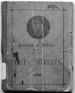 Borough of Halifax, list of Streets