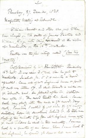 The Mankinholes Riot - Magistrates meeting at Todmorden, 27th December 1838
