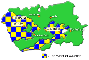 Map showing the Manor of Wakefield